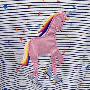 Joules 2Y Striped Unicorn On Roller Skates Appliqué Dress